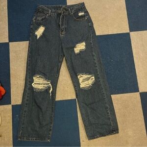 Women's Distressed Blue Jeans
